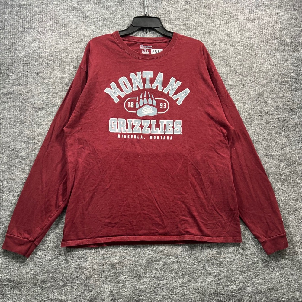 Champion Montana Grizzlies Long Sleeve Graphic T-Shirt Maroon Mens XL